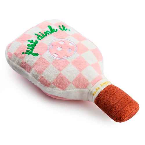 Haute Diggity Dog Pink Checker Pickleball Paddle Plush Dog Toy