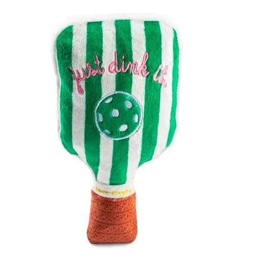 Haute Diggity Dog Green Stripe Pickleball Paddle Plush Dog Toy
