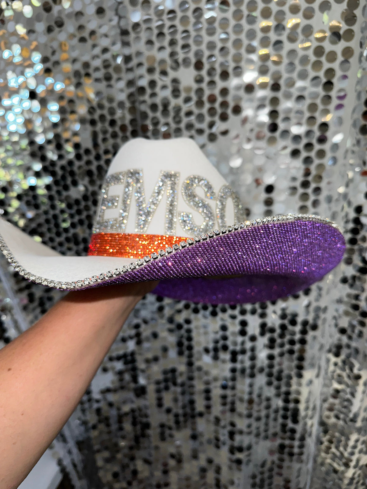 Clemson Rhinestone Cowgirl Hat - side view | HT Animal Supply