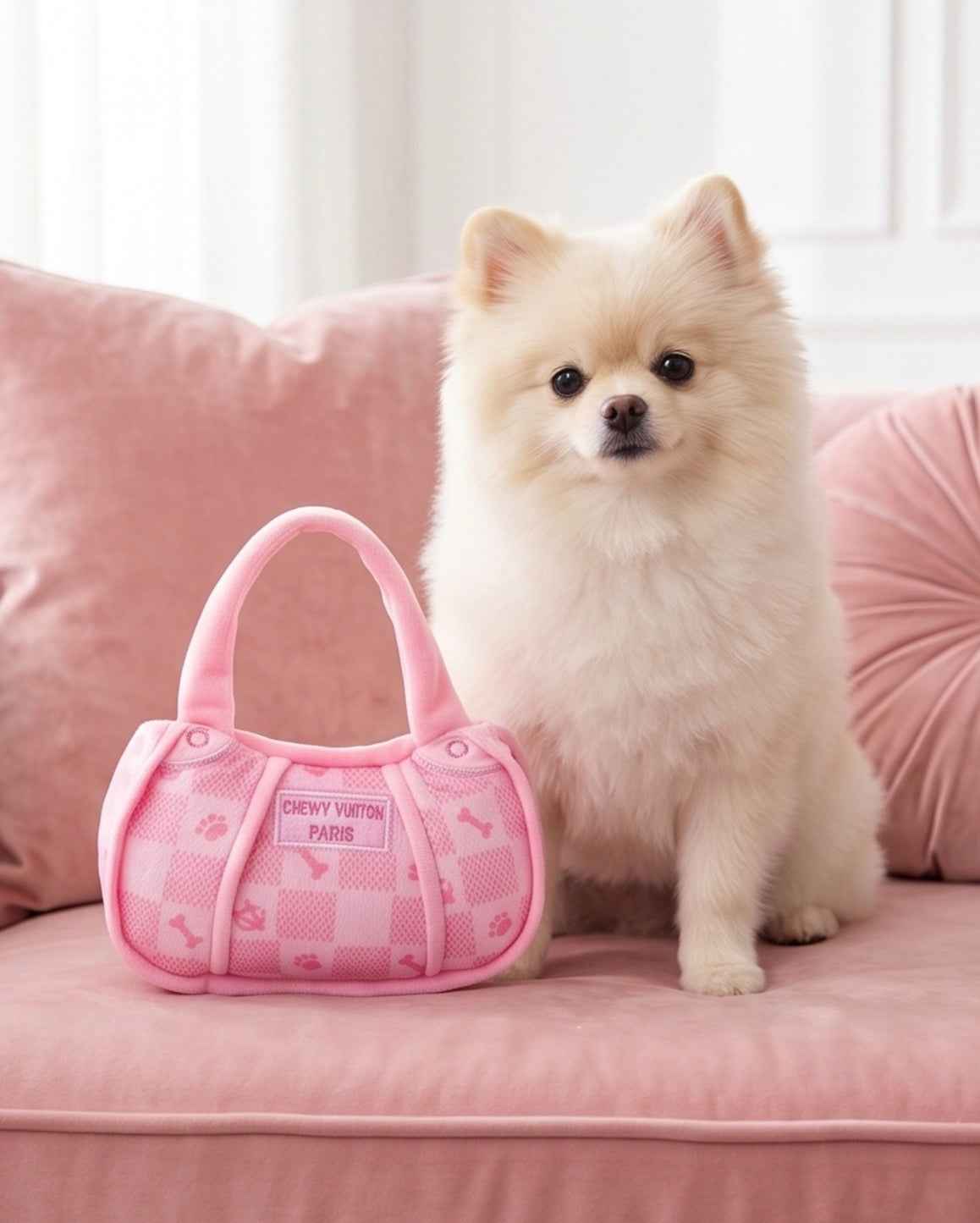 Haute Diggity Dog Pink Checker Chewy Vuiton Handbag Dog Leash