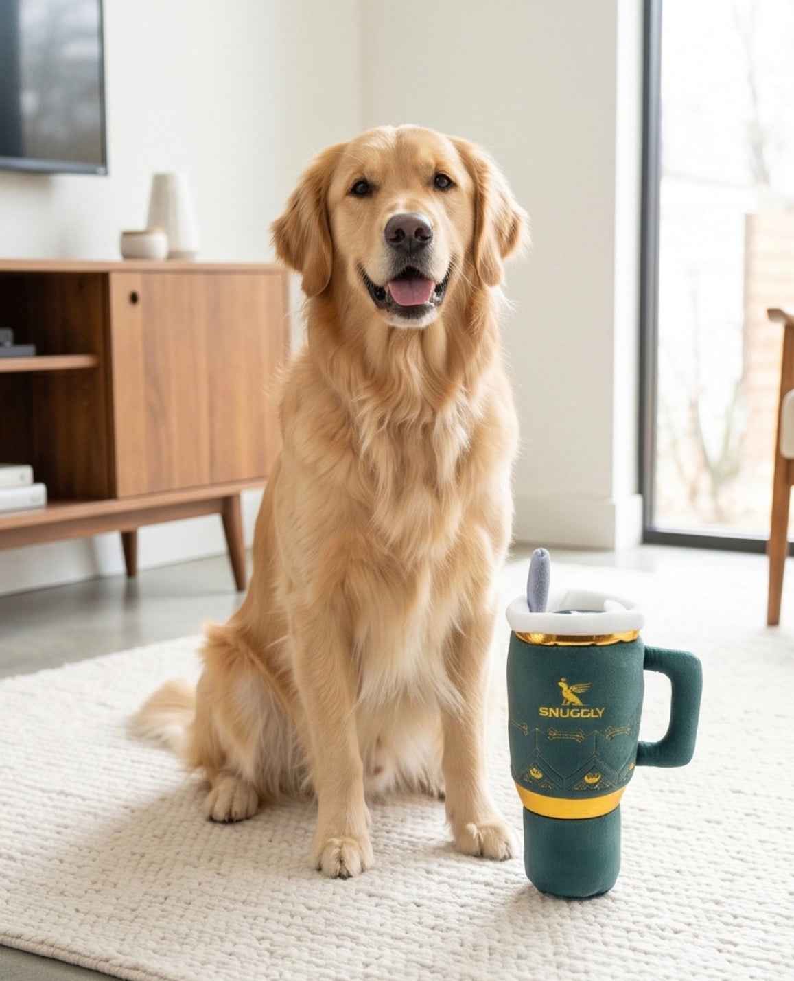 Haute Diggity Dog Holiday Snuggly Cup - Green Christmas Plush Dog Toy
