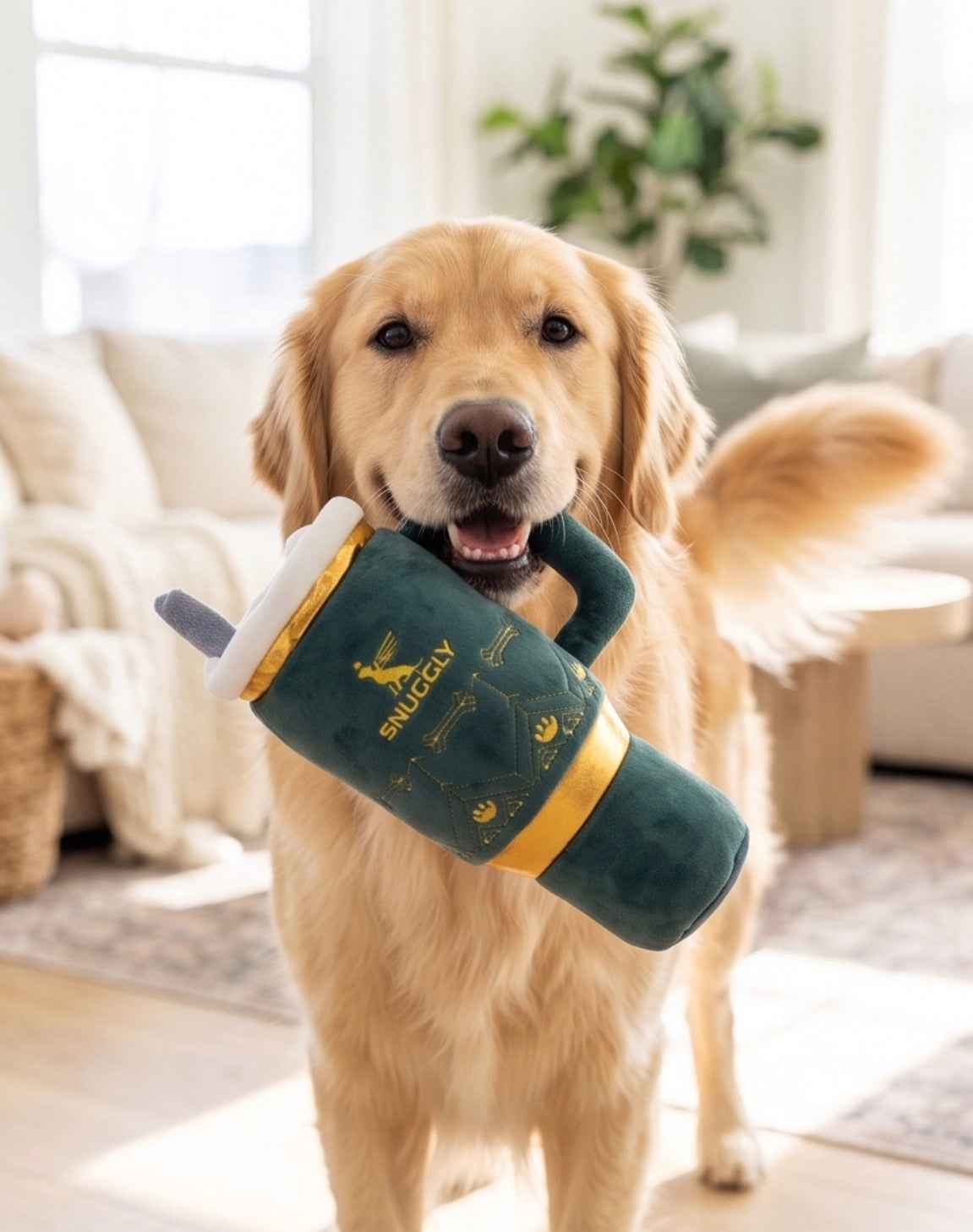 Haute Diggity Dog Holiday Snuggly Cup - Green Christmas Plush Dog Toy