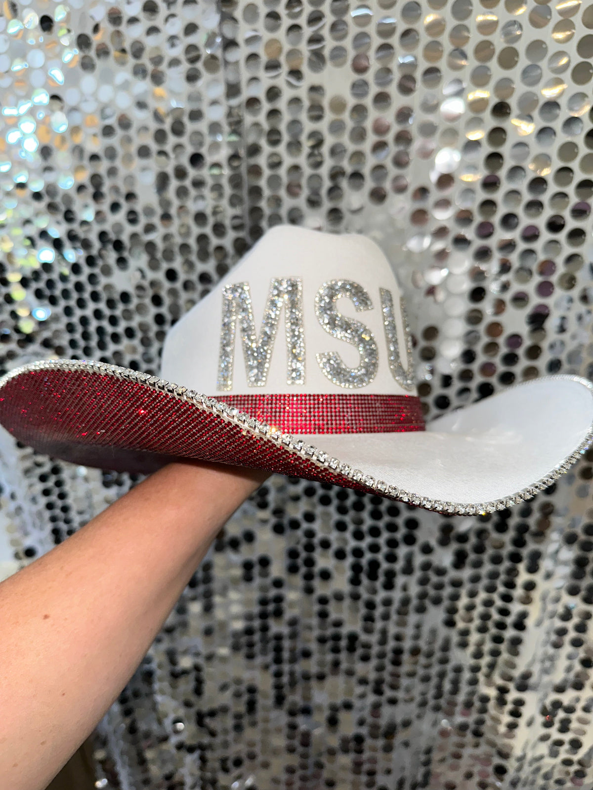 Mississippi State Rhinestone Cowgirl Hat - detail view | HT Animal Supply