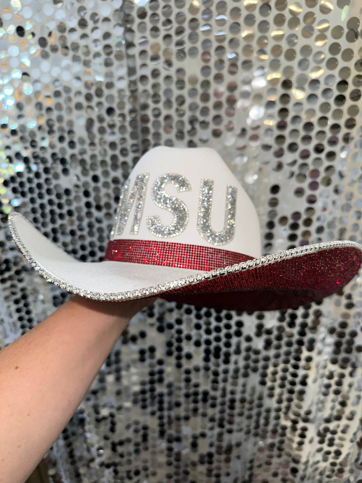 Mississippi State Rhinestone Cowgirl Hat - back view | HT Animal Supply