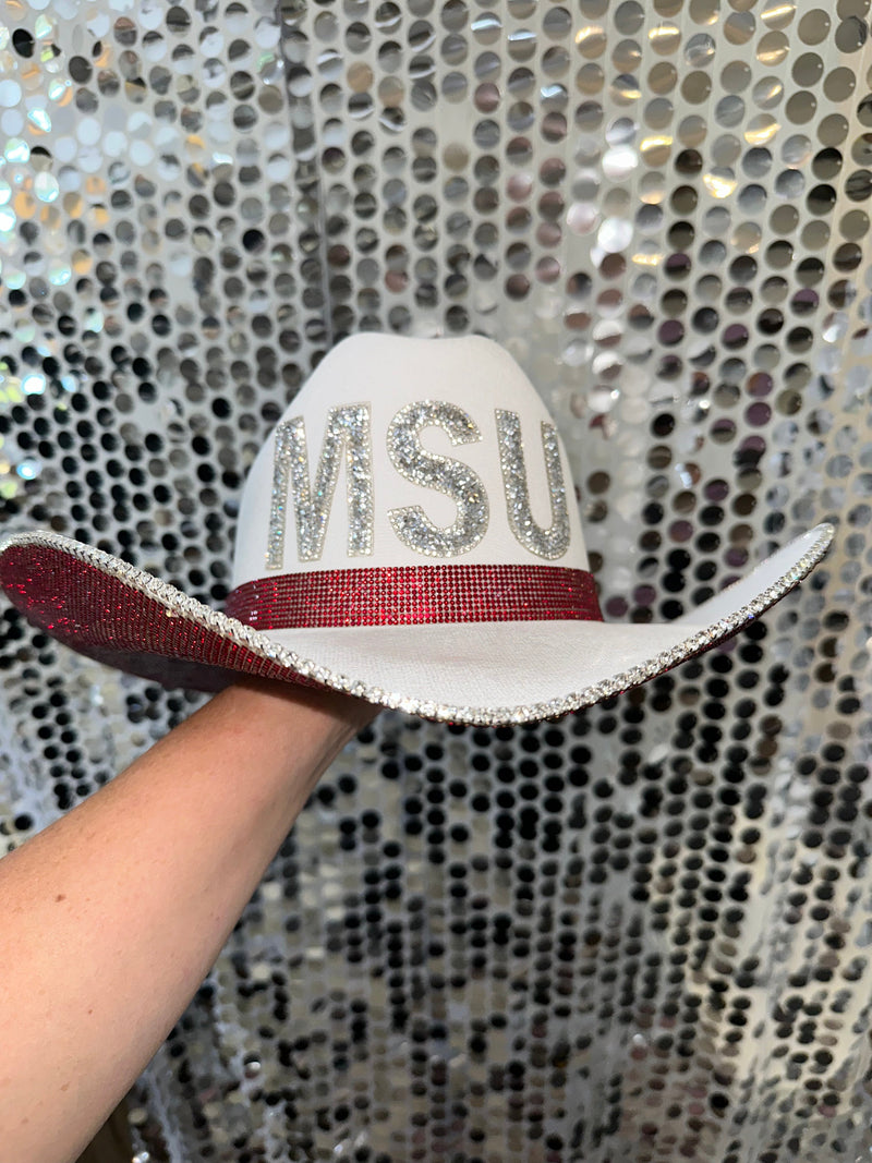 Mississippi State Rhinestone Cowgirl Hat - front view | HT Animal Supply
