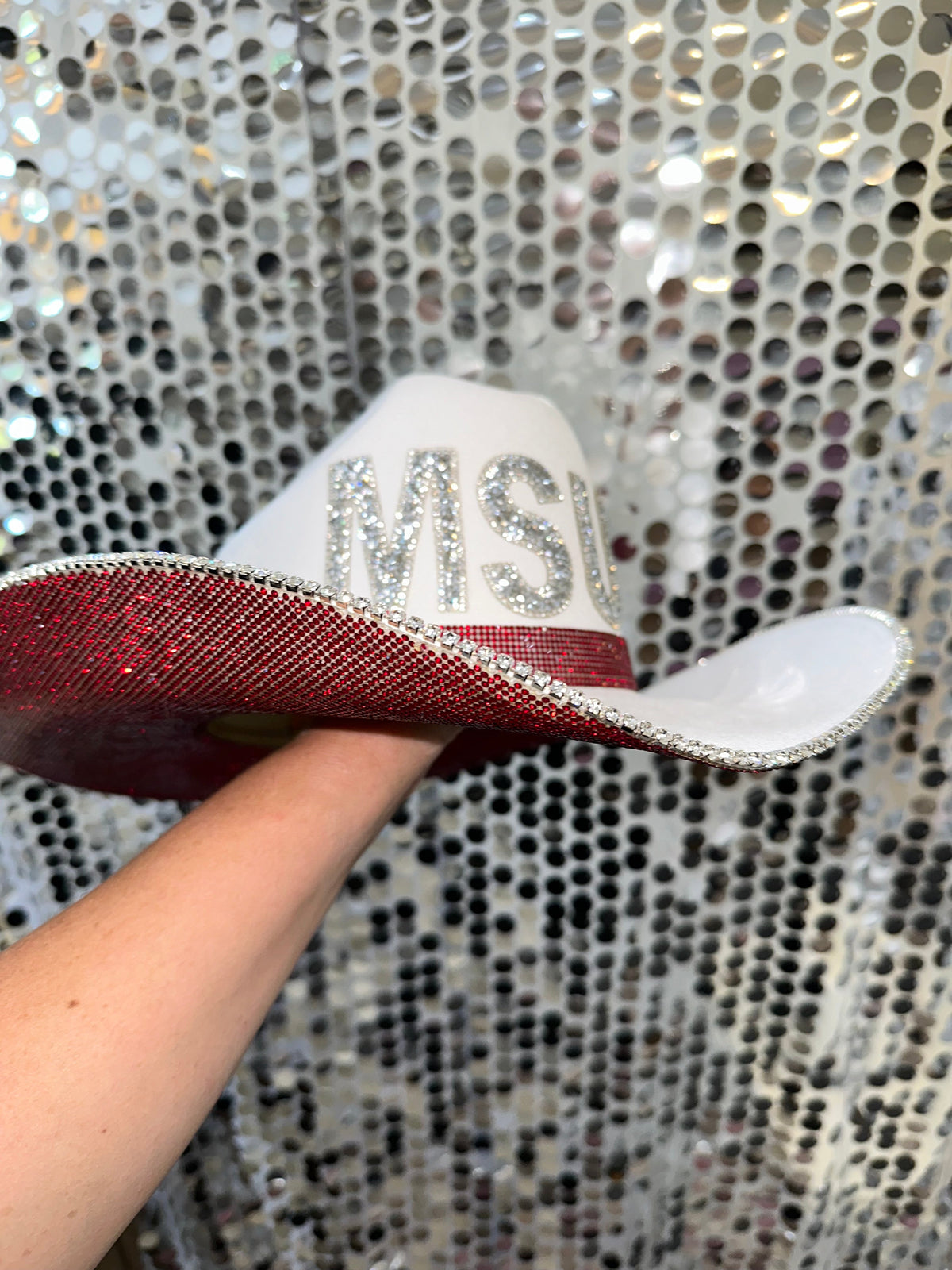 Mississippi State Rhinestone Cowgirl Hat - side view | HT Animal Supply