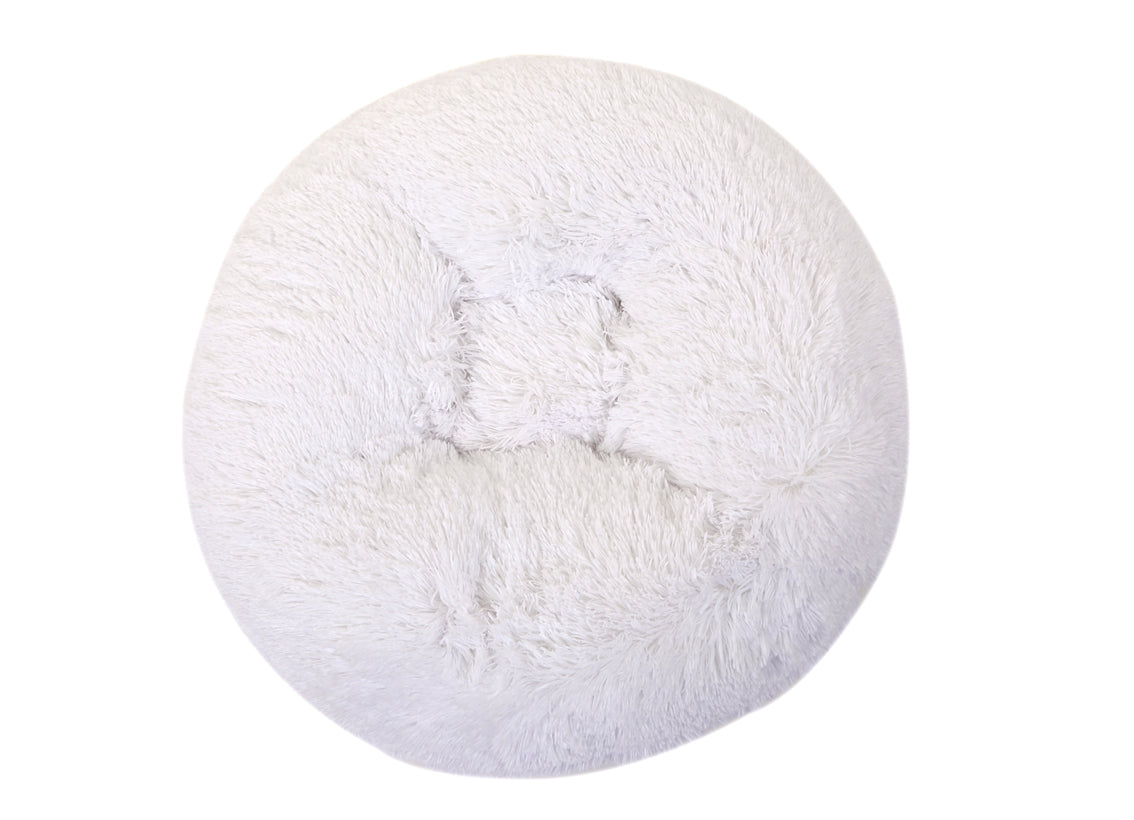 White Shag Bagel Bed