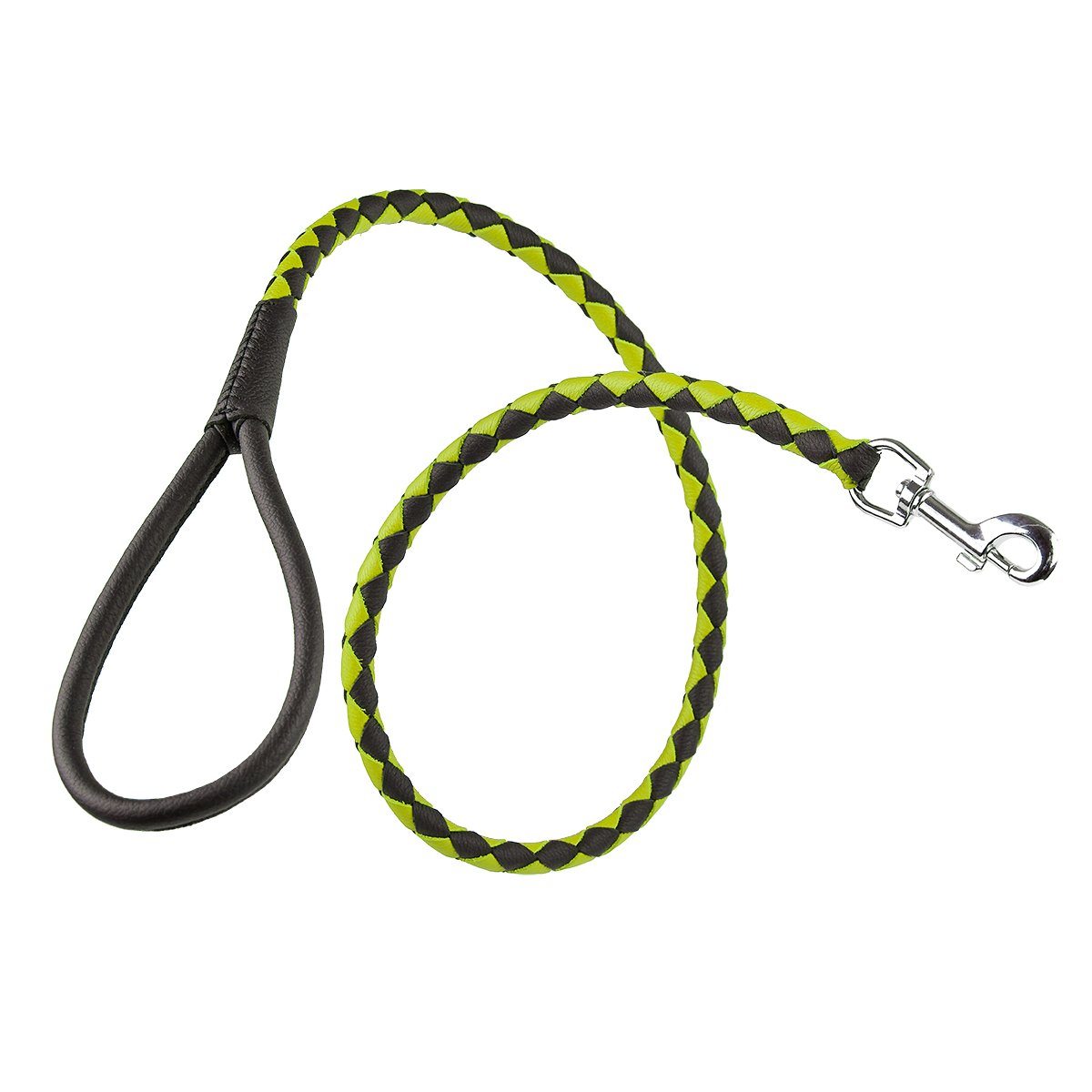 Dogline Soft Leather Dual-Color Braided Round Dog Lead