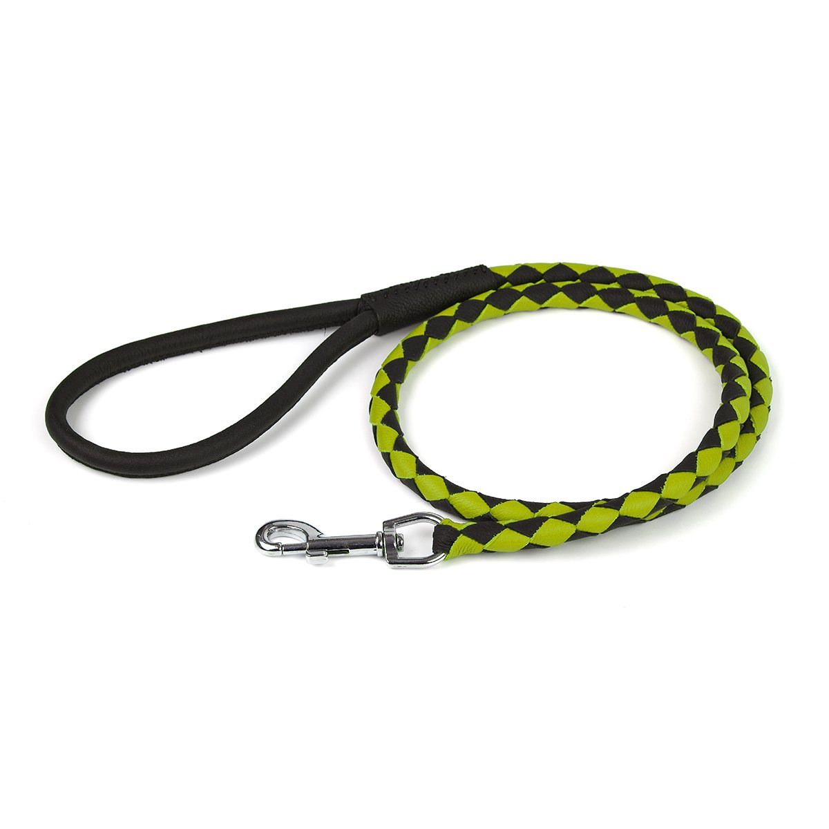 Dogline Soft Leather Dual-Color Braided Round Dog Lead