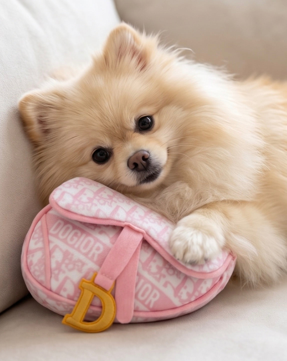 Haute Diggity Dog Pink Dogior Saddle Bag Dog Toy
