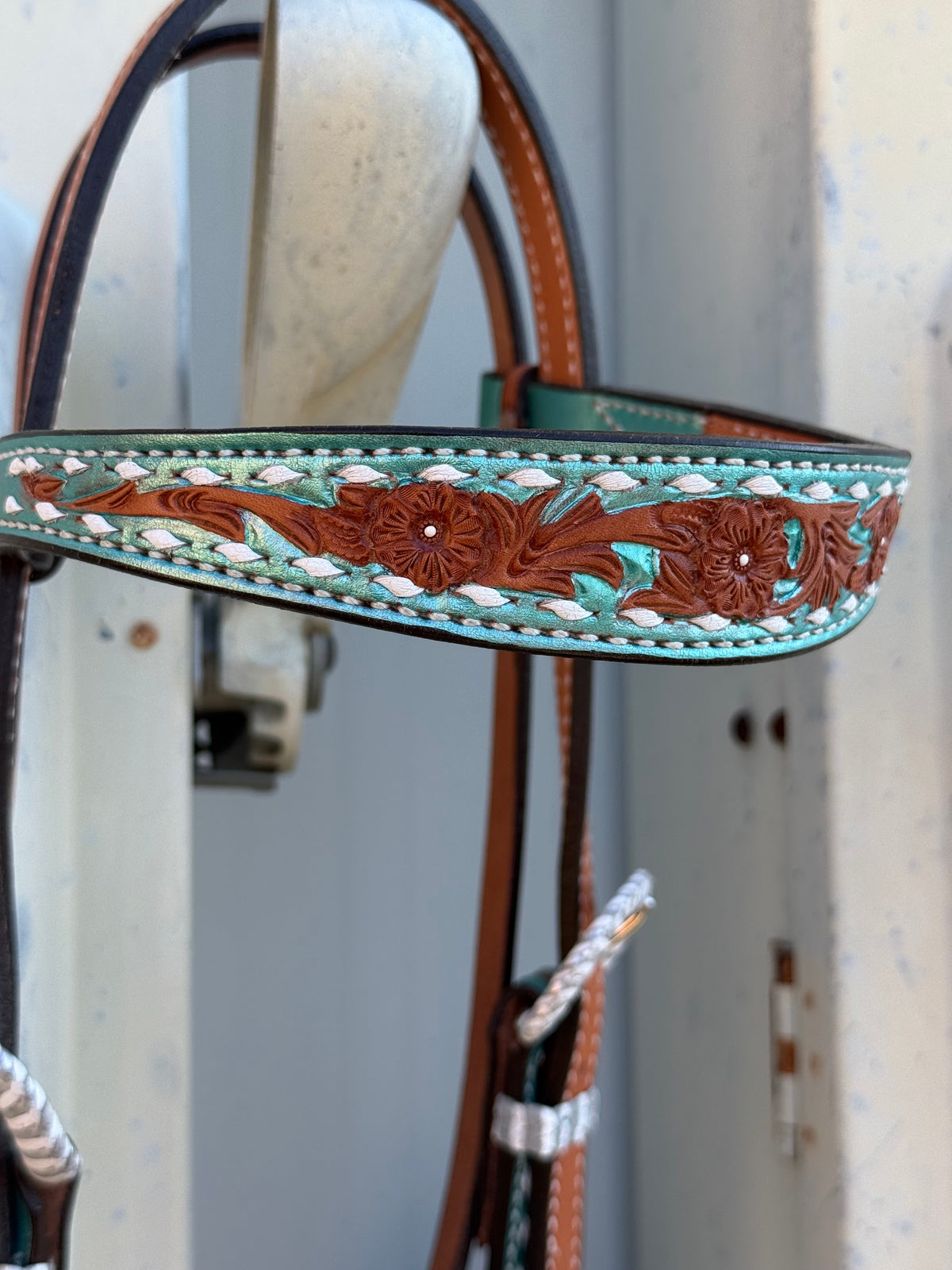 2800 - Turquoise shimmer collection 1 - 1/2" Contour browband headstall