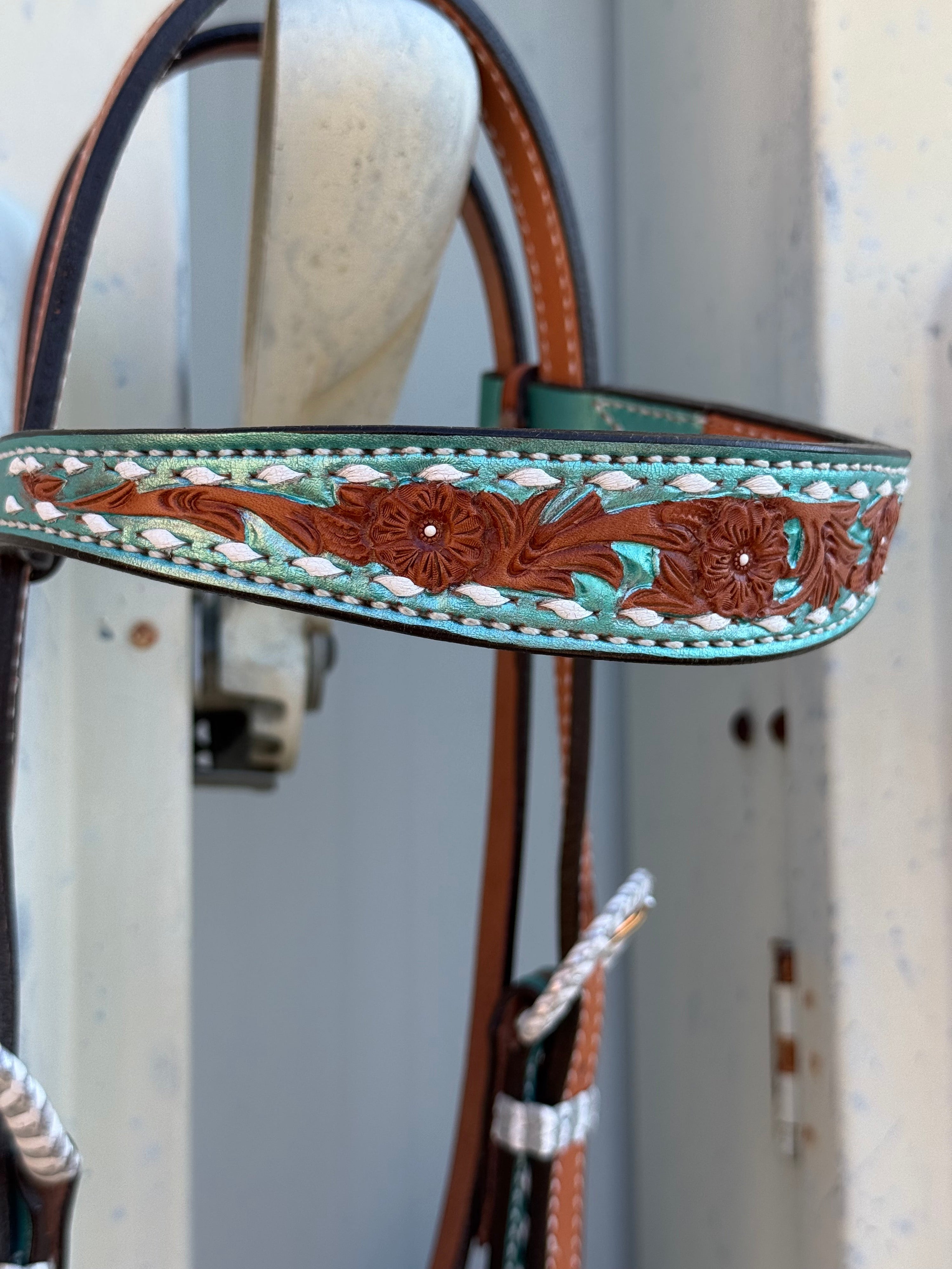 2800 - Turquoise shimmer collection 1 - 1/2" Contour browband headstall