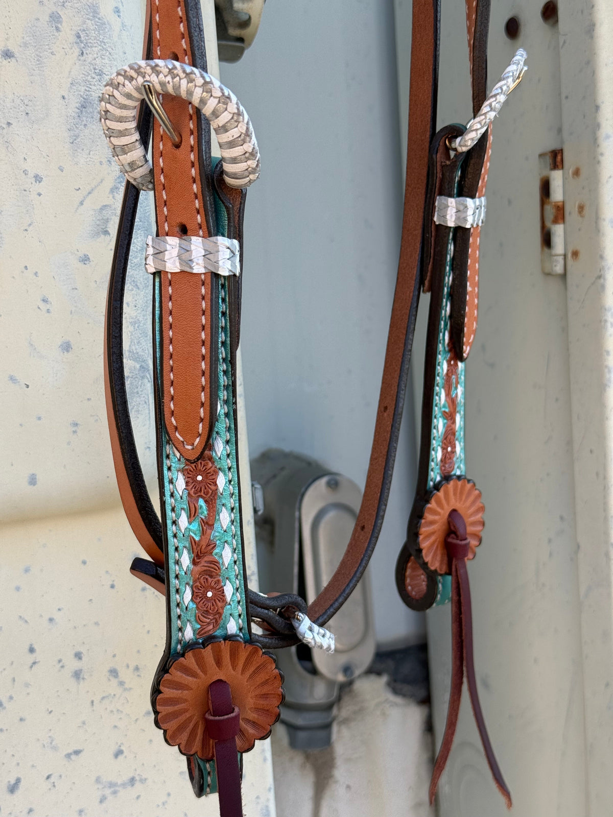 2800 - Turquoise shimmer collection 1 - 1/2" Contour browband headstall