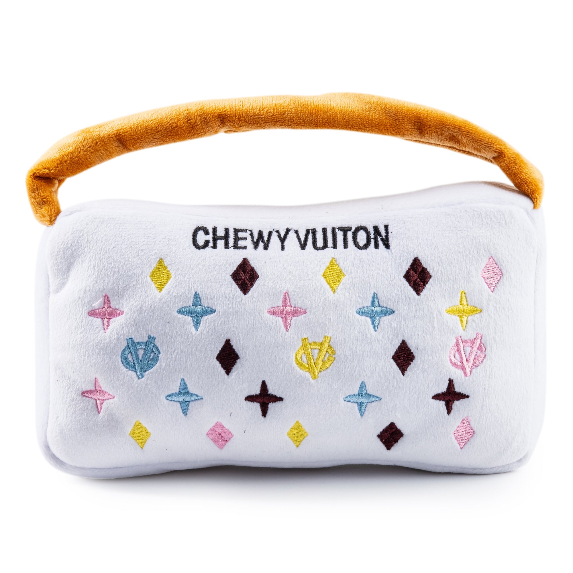 Haute Diggity Dog White Chewy Vuiton Handbag Plush Dog Toy