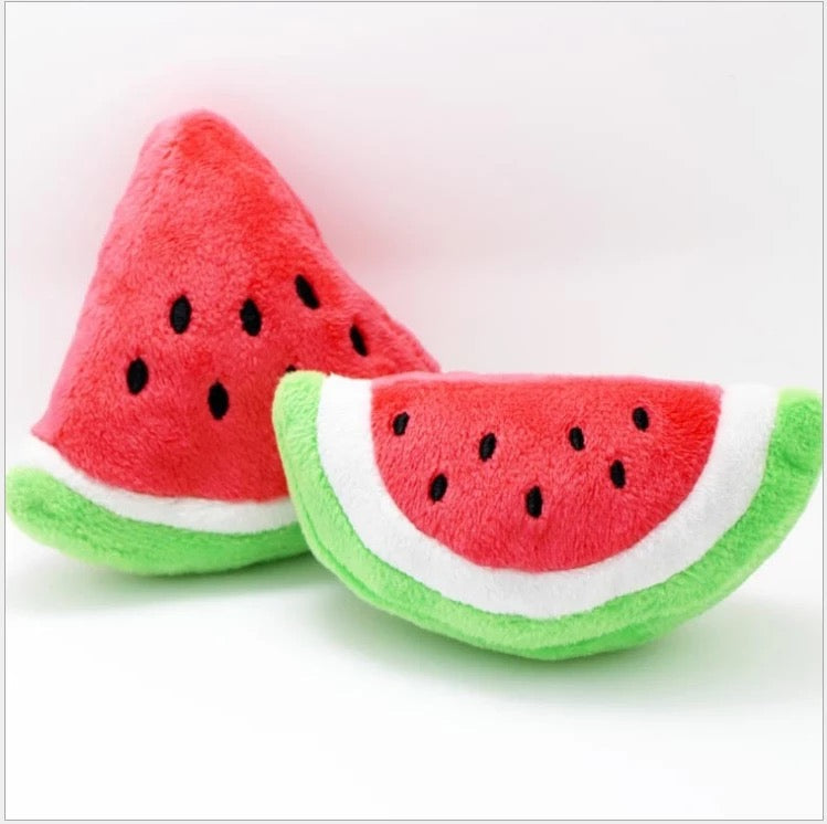 Glow Pups: Watermelon Squeaky Plush Dog Toys - 2 Pack