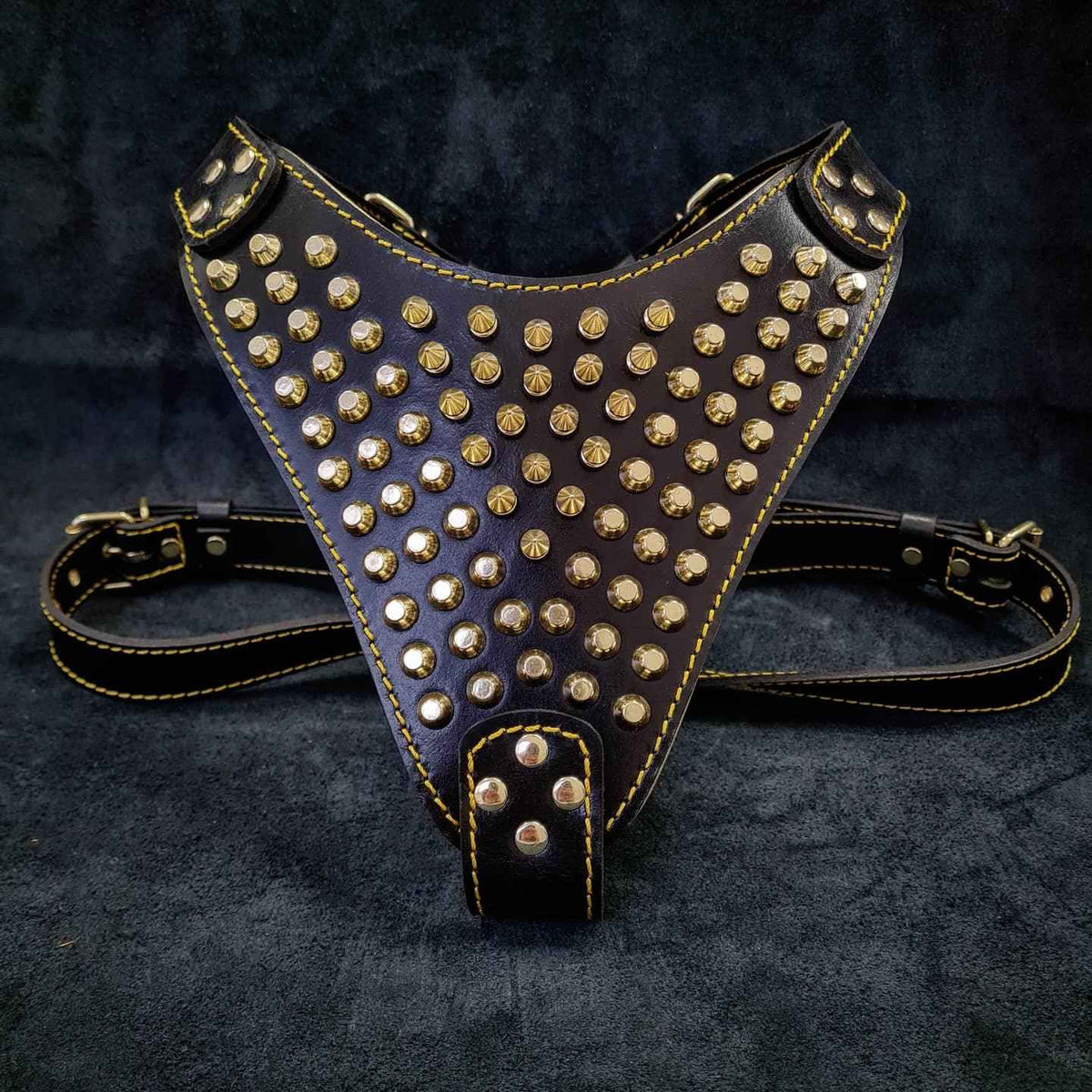 Bestia Gladiator Gold/Silver Leather Dog Harness