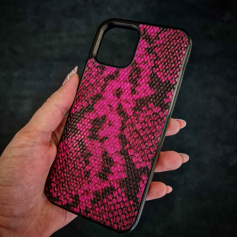 Bestia Rock Python Leather Pink Phone Case