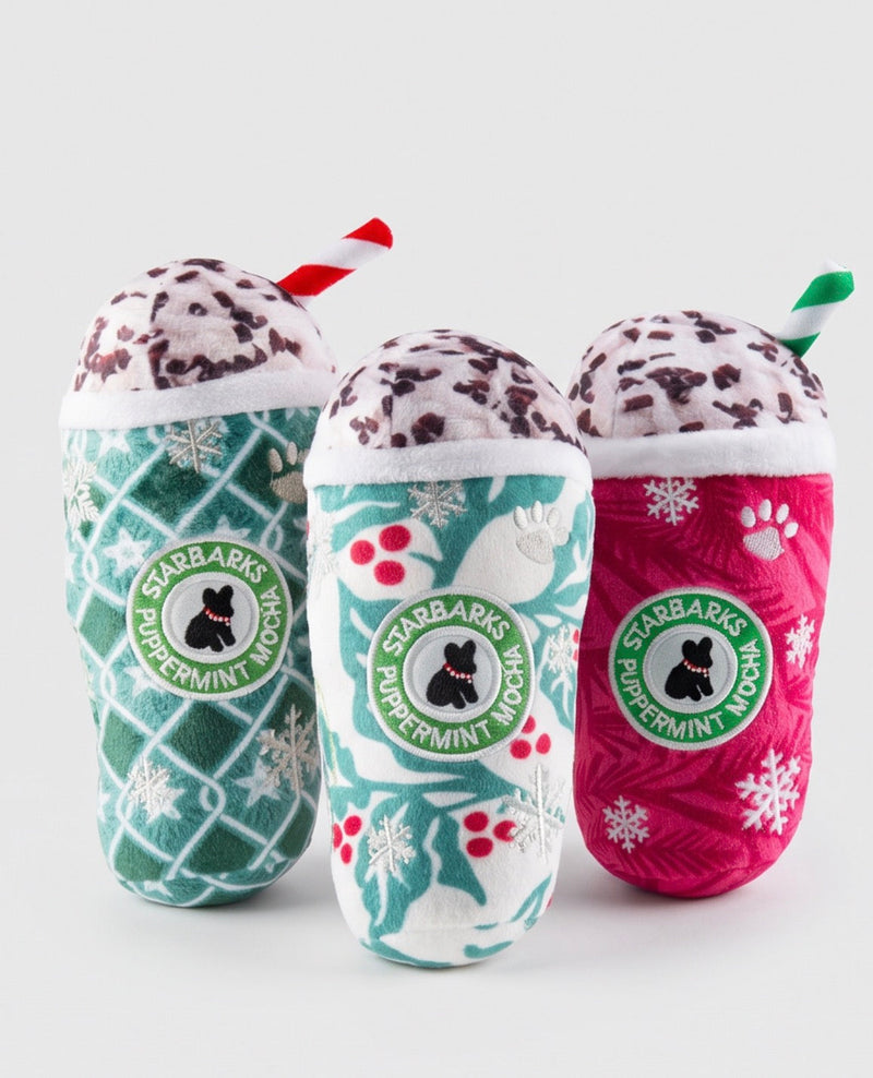 Haute Diggity Dog Starbarks Puppermint Mocha Holiday Cups Christmas Plush Dog Toy