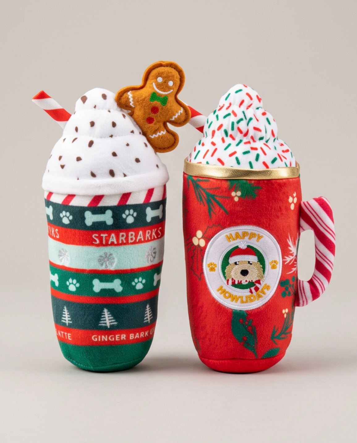 Haute Diggity Dog Ginger Bark Latte & Howliday Cheer Mug Christmas Plush Dog Toy