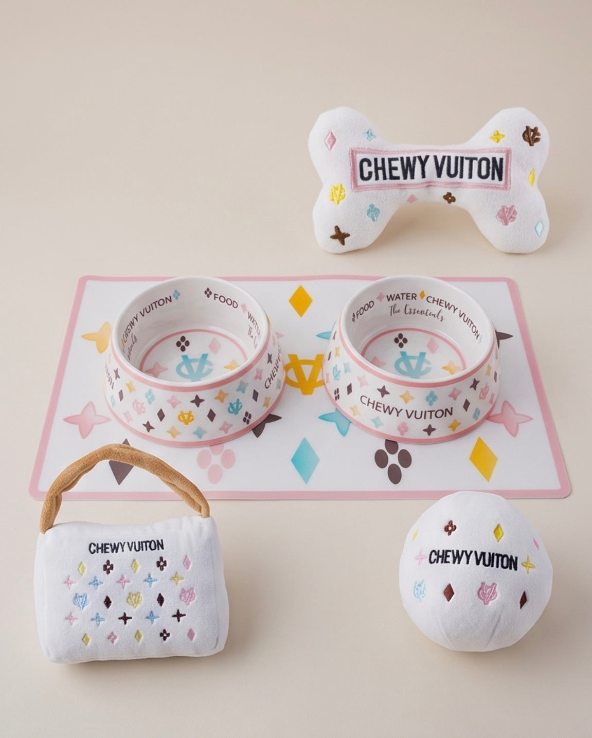 Haute Diggity Dog White Chewy Vuiton Bed Dog Bed