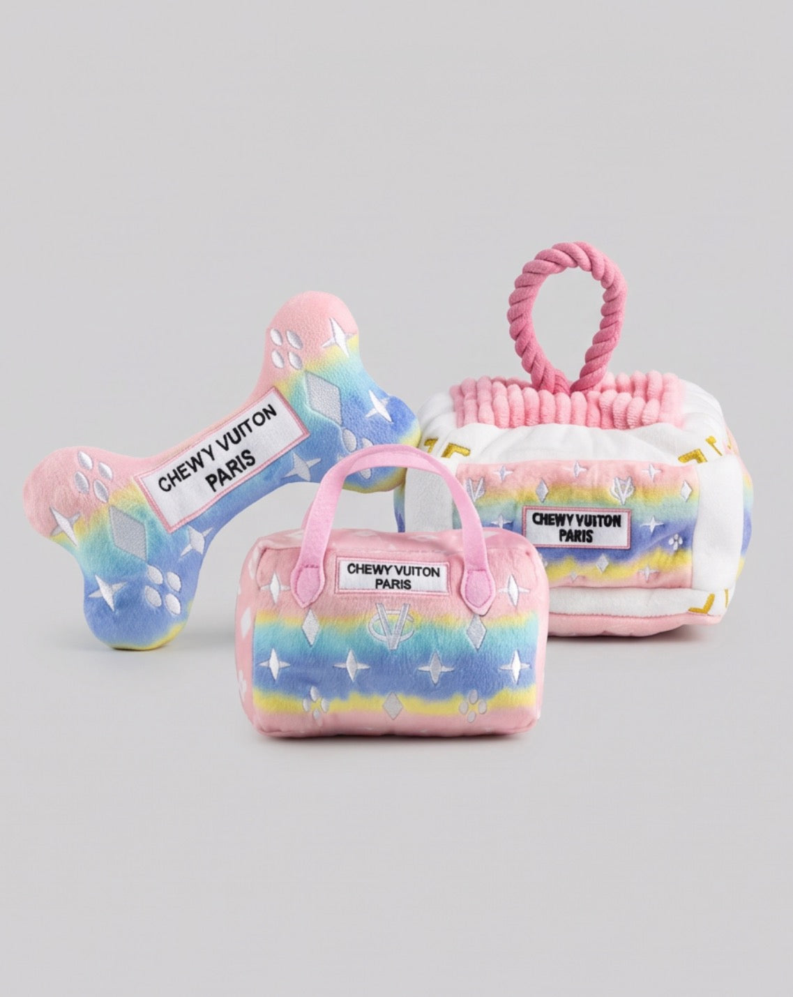 Haute Diggity Dog Pink Ombre Chewy Vuiton Trunk Plush Dog Toy