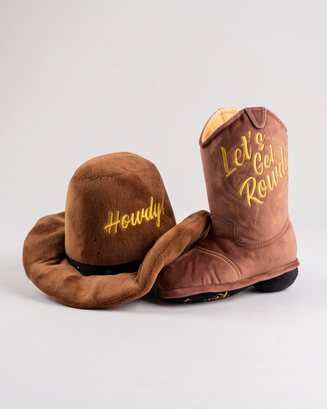 Haute Diggity Dog Brown Cowboy Boot Plush Dog Toy