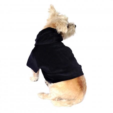 Velour Zip Front Hoodie, Black