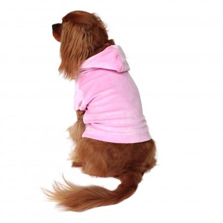 Velour Pullover Hoodie, Pink