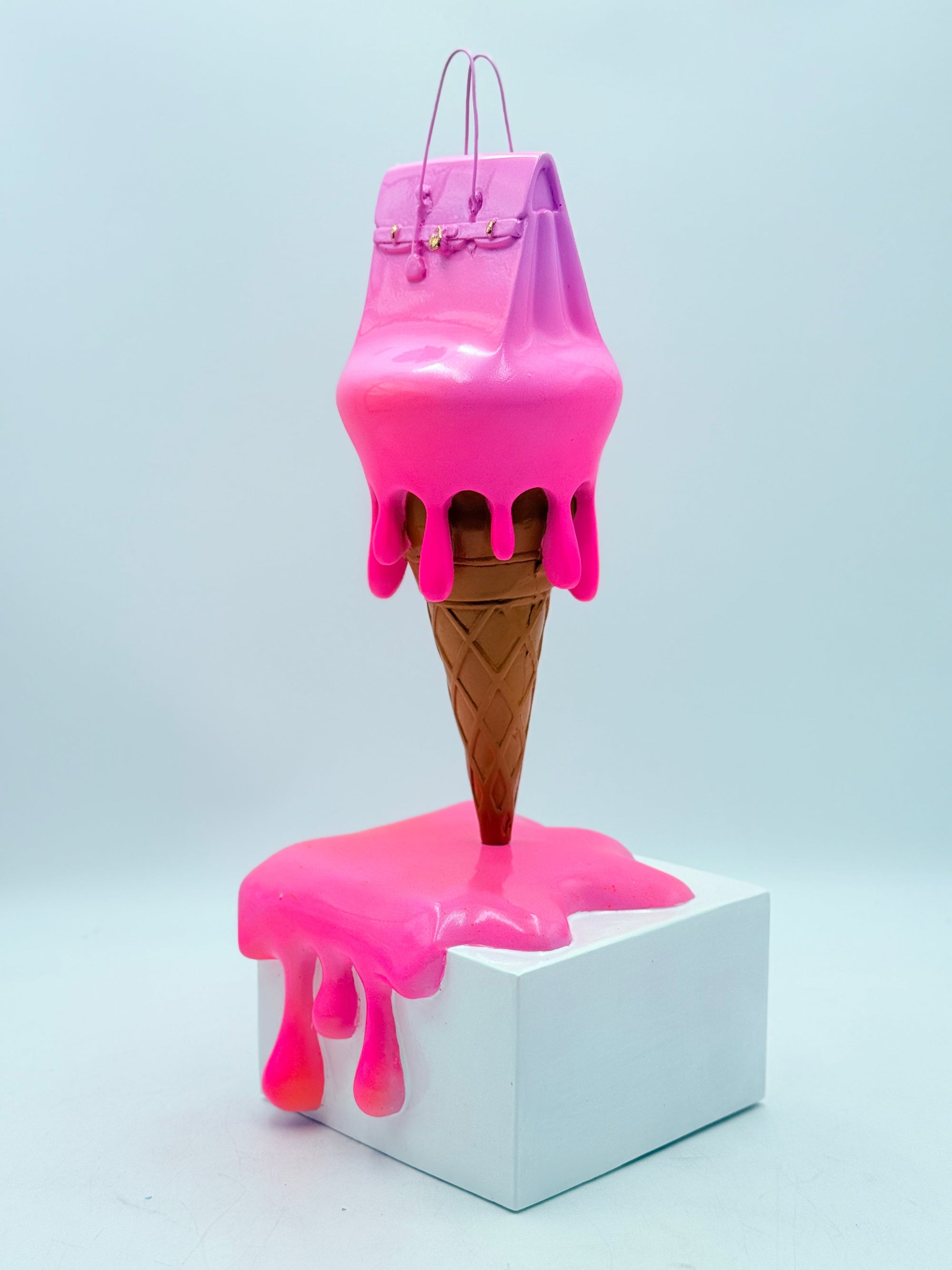 And Iconic Melty Bag Sculpture Light and Neon Pink Style