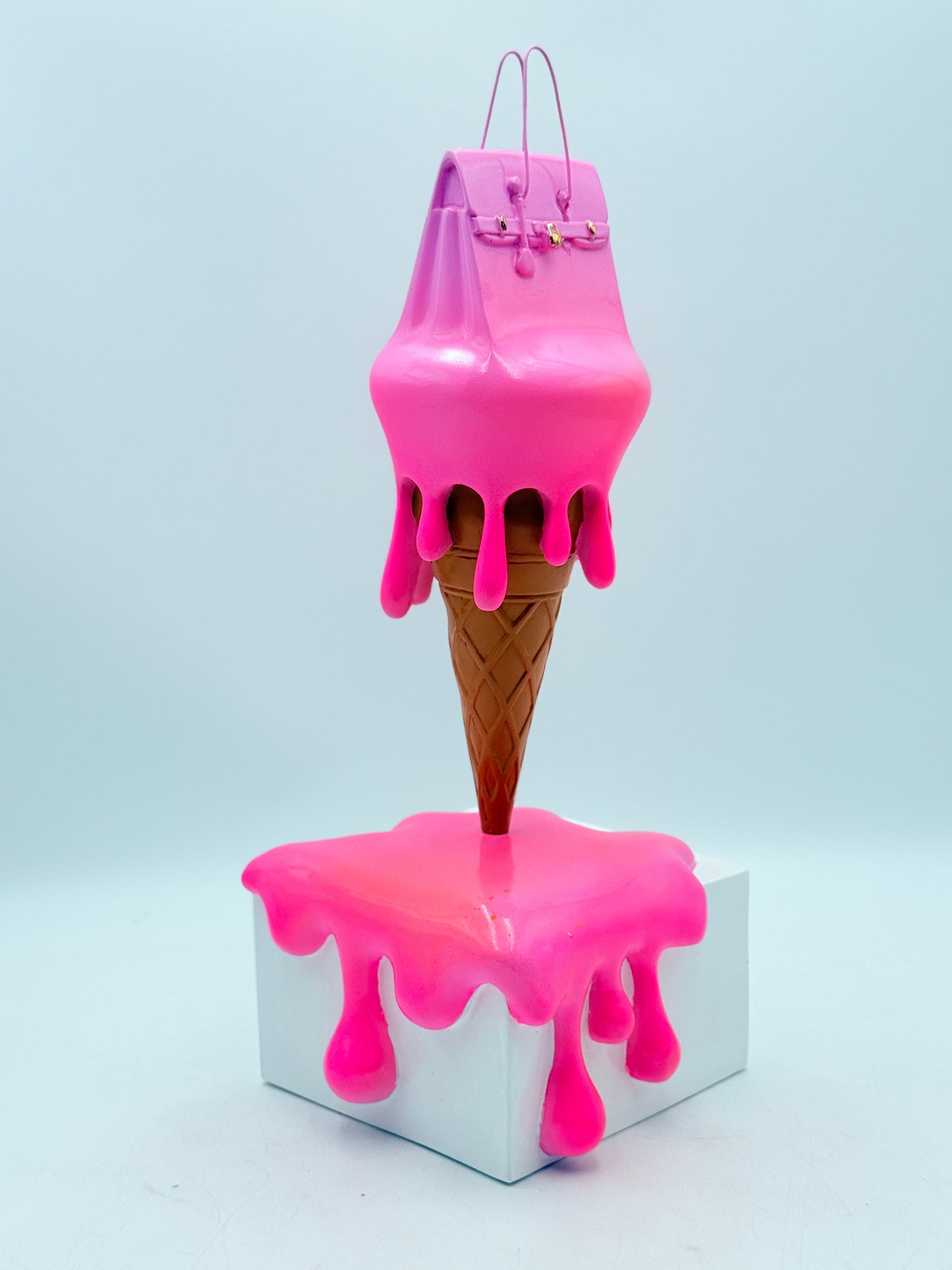 And Iconic Melty Bag Sculpture Light and Neon Pink Style