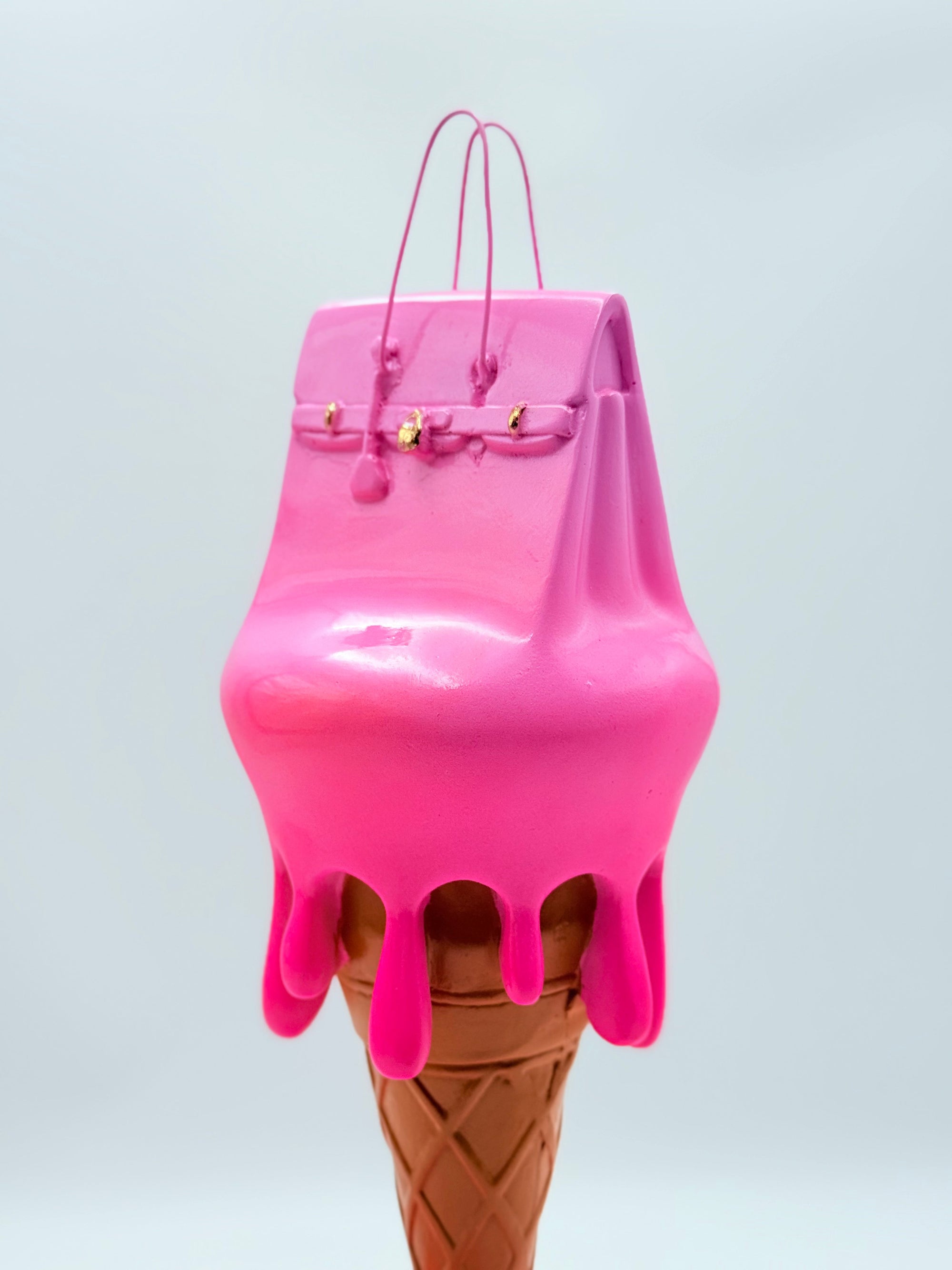 And Iconic Melty Bag Sculpture Light and Neon Pink Style