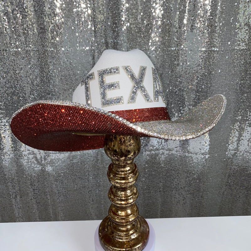 Texas Longhorns Rhinestone Cowgirl Hat - front view | HT Animal Supply