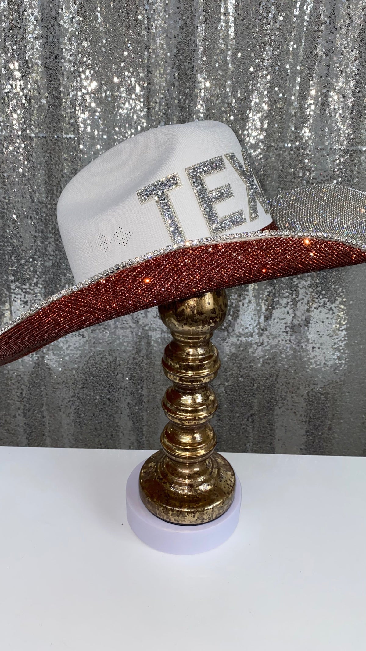 Texas Longhorns Rhinestone Cowgirl Hat - detail view | HT Animal Supply