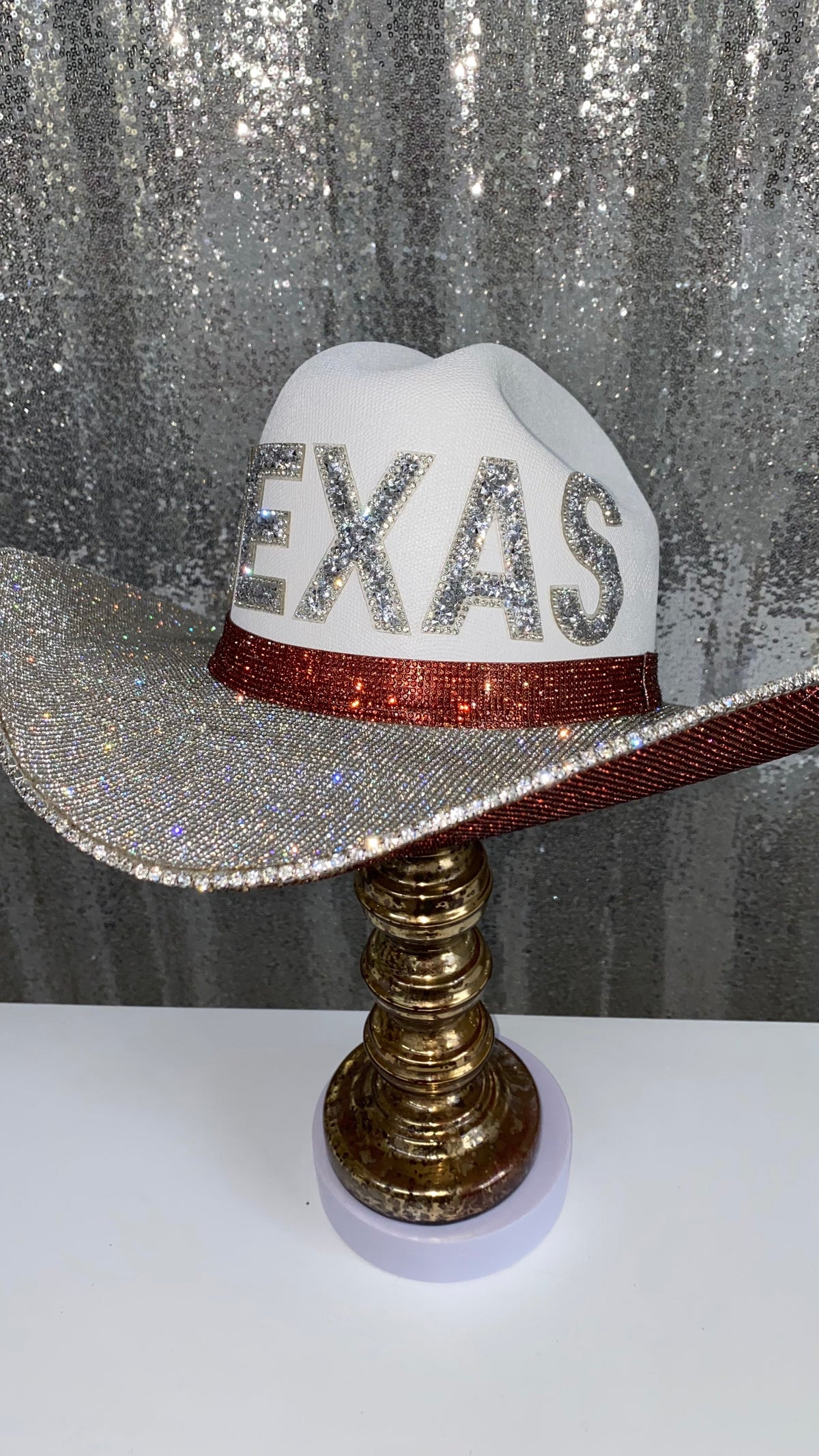 Texas Longhorns Rhinestone Cowgirl Hat - detail view | HT Animal Supply