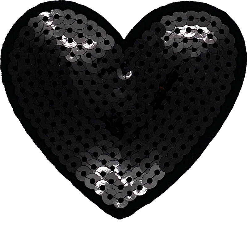 Black Sequin Heart - Patch