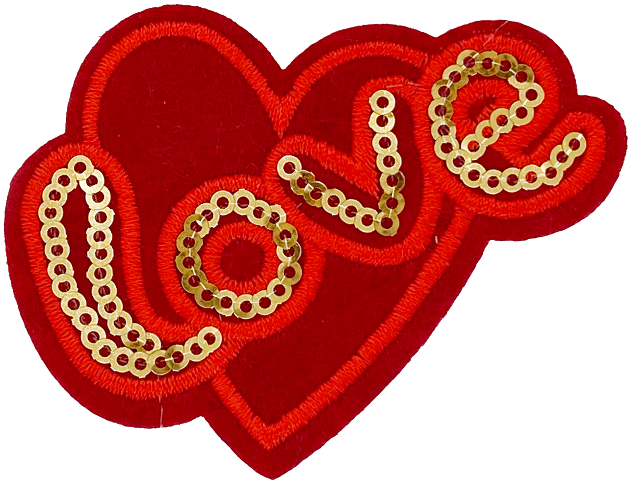 Red & Gold Sequin Love Heart - Patch