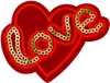 Red & Gold Sequin Love Heart - Patch