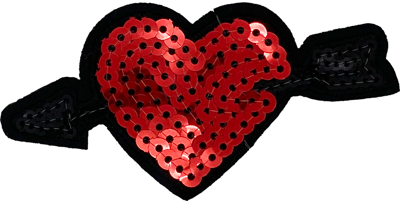 Red Sequin Heart with Arrow- Patch