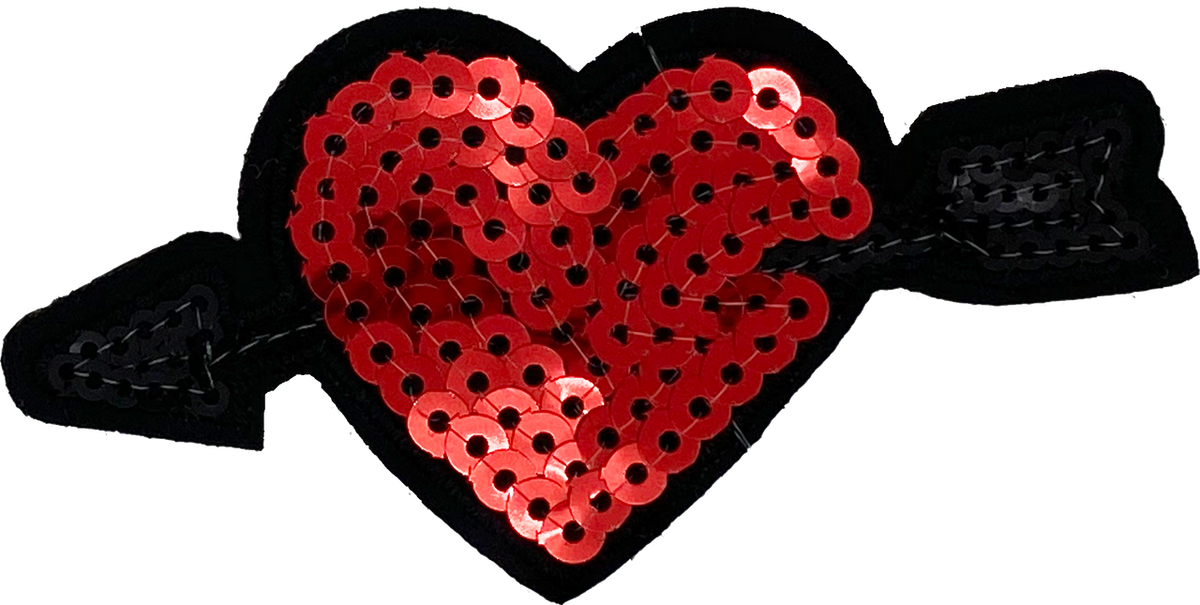 Red Sequin Heart with Arrow- Patch