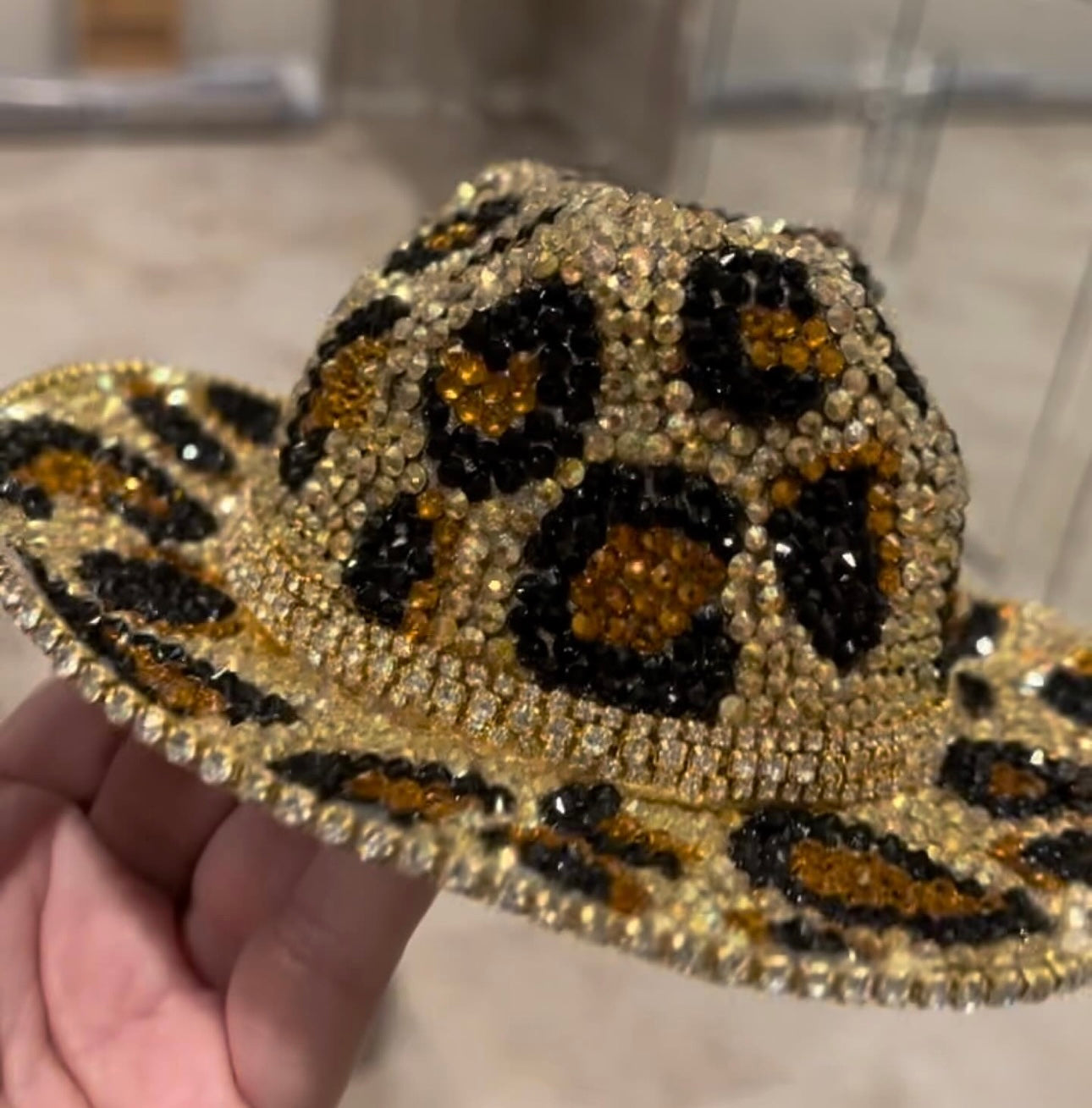 Crystal Cowboy Hat-Leopard Luxe