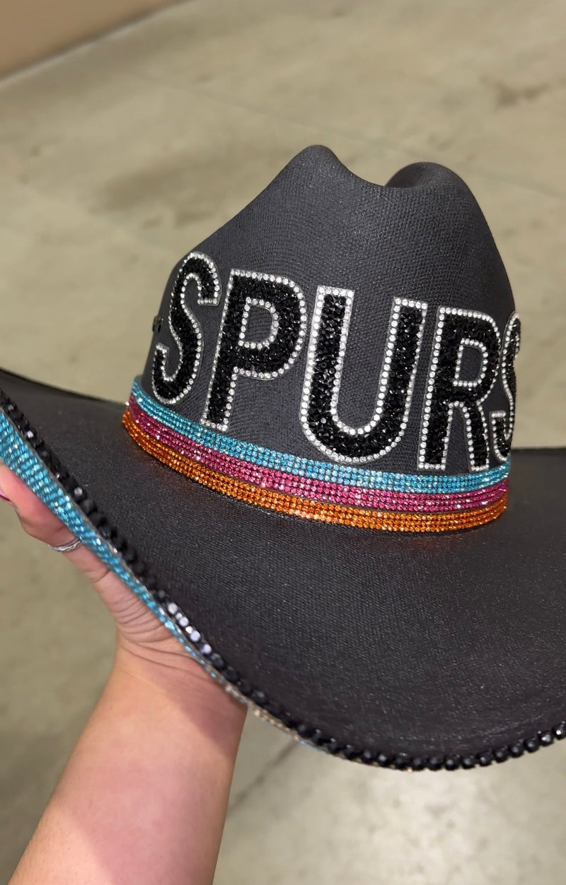 San Antonio Spurs Rhinestone Cowgirl Hat - front view | HT Animal Supply