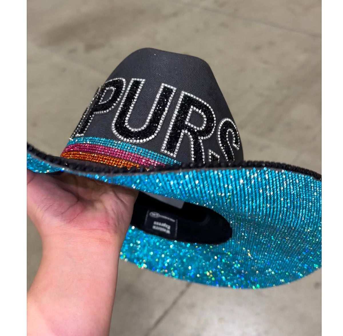 San Antonio Spurs Rhinestone Cowgirl Hat - side view | HT Animal Supply