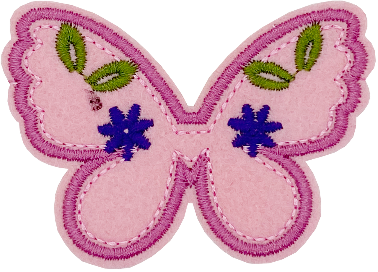 Pink Butterfly with Flowers - Patch