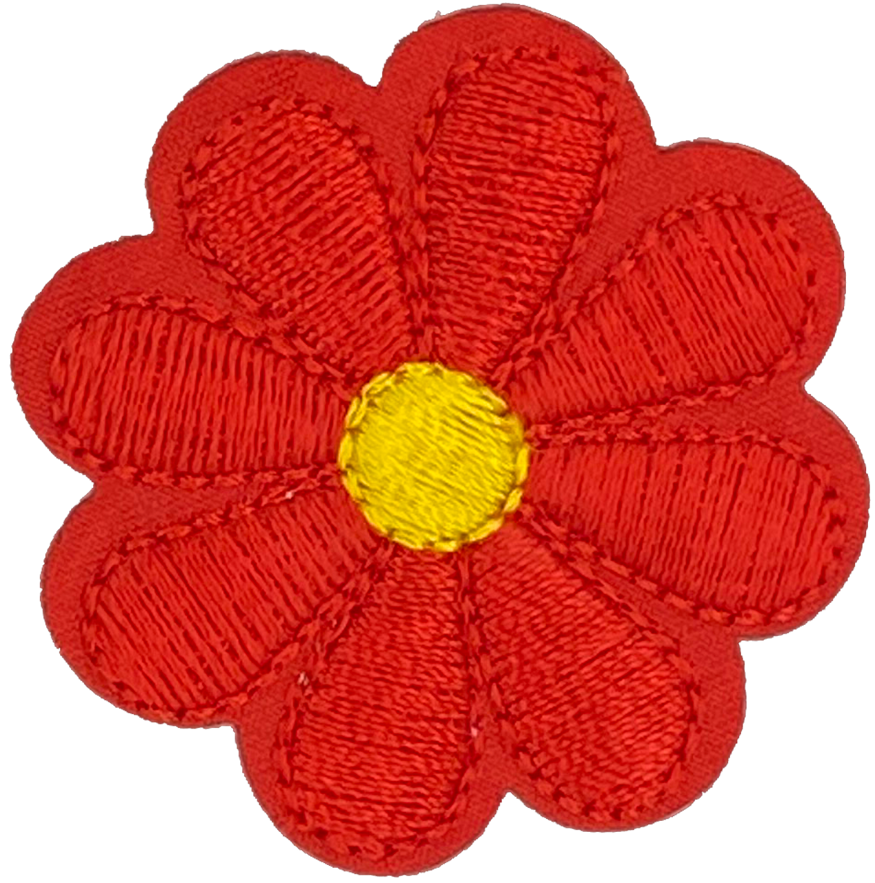 Red Daisy 8 Petal Flower - Patch