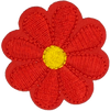 Red Daisy 8 Petal Flower - Patch
