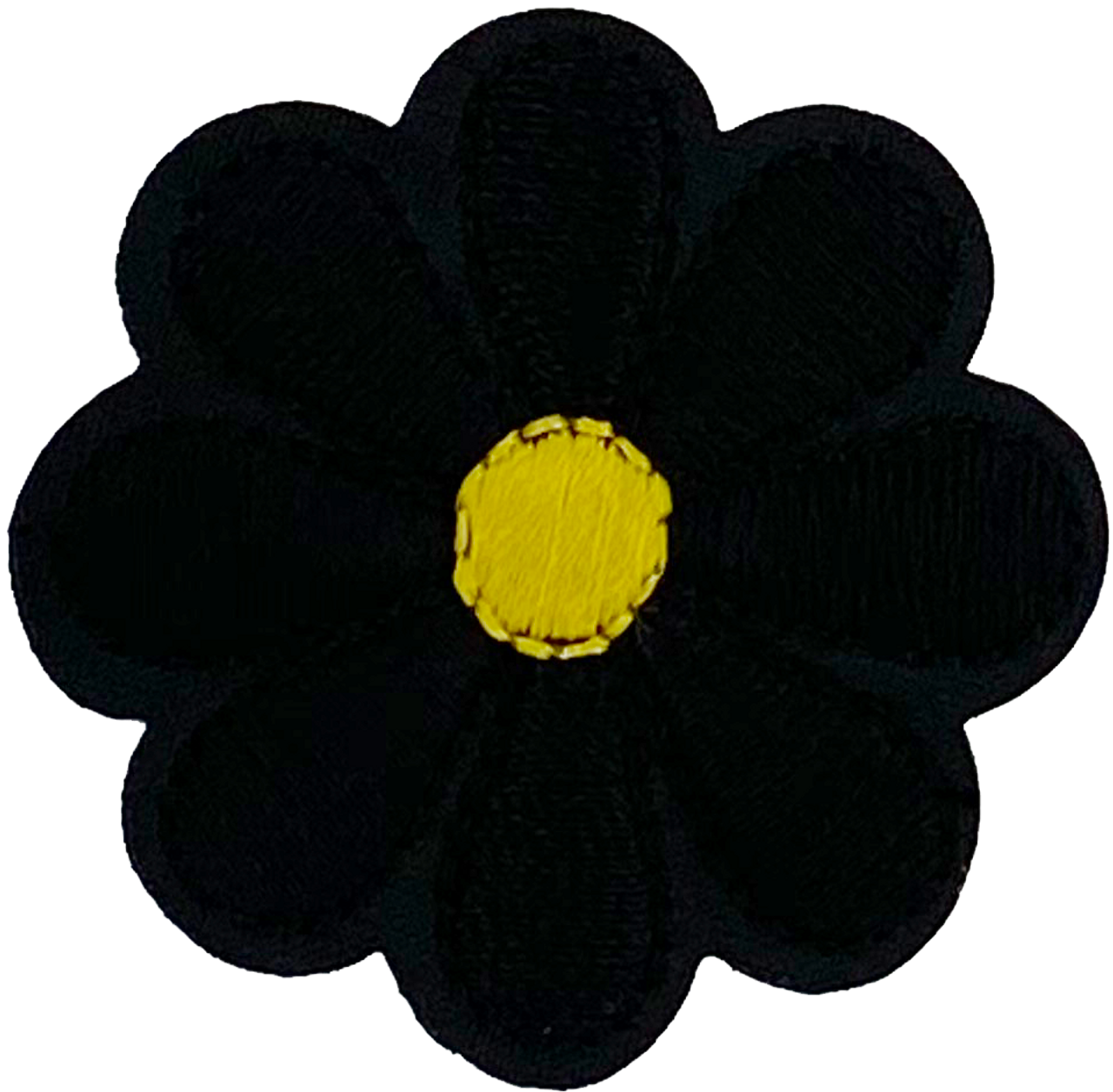Black Daisy 8 Petal Flower - Patch
