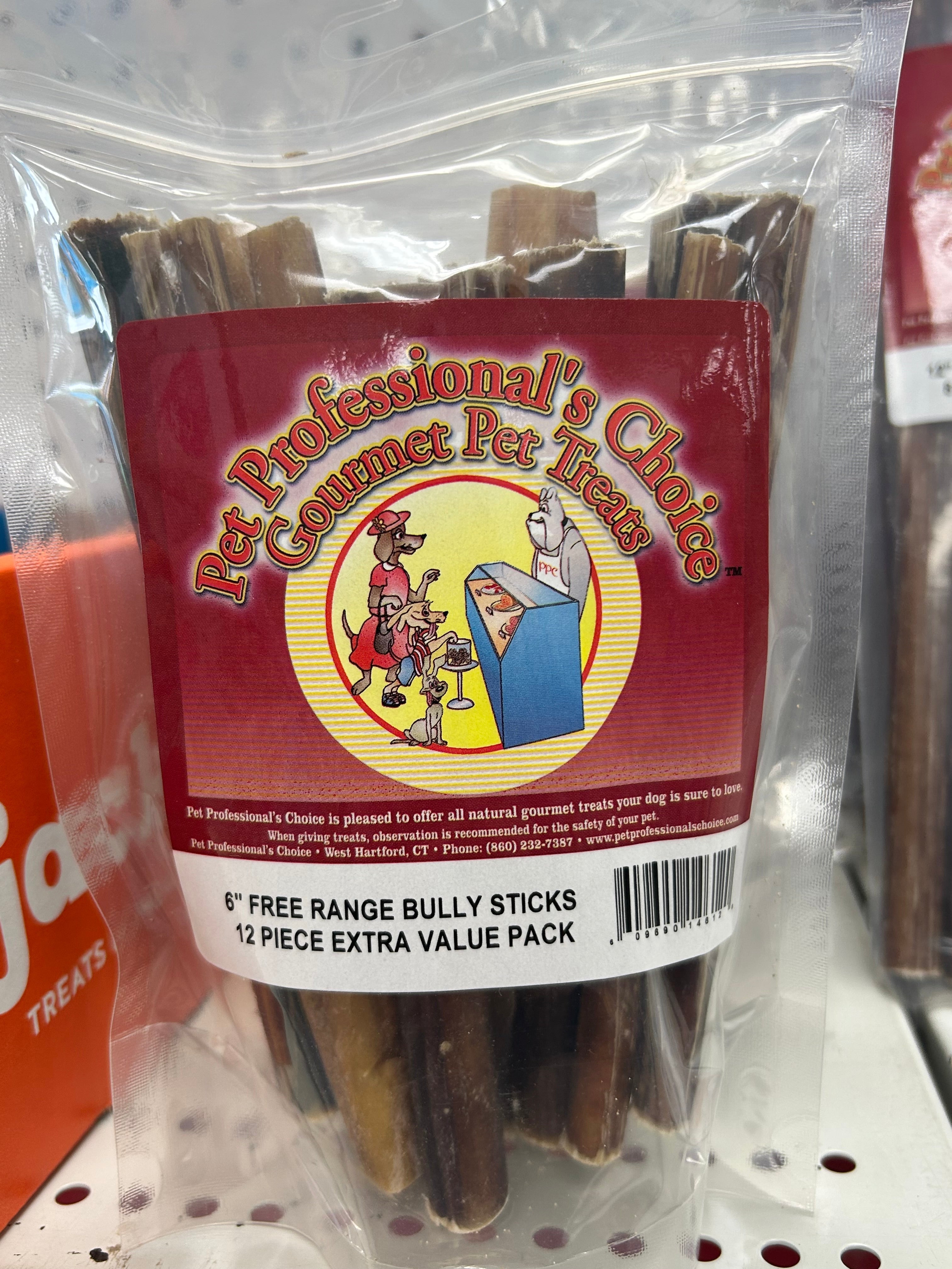Pet Professionals Choice 12pk 6" Free Range Bully Sticks