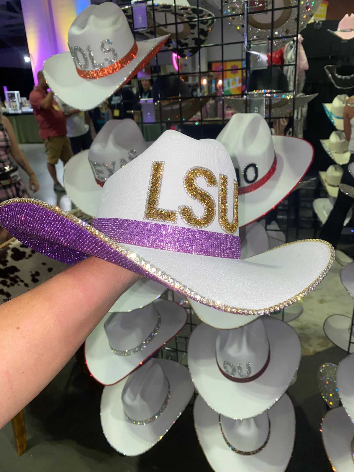 LSU Rhinestone Cowgirl Hat - side view | HT Animal Supply