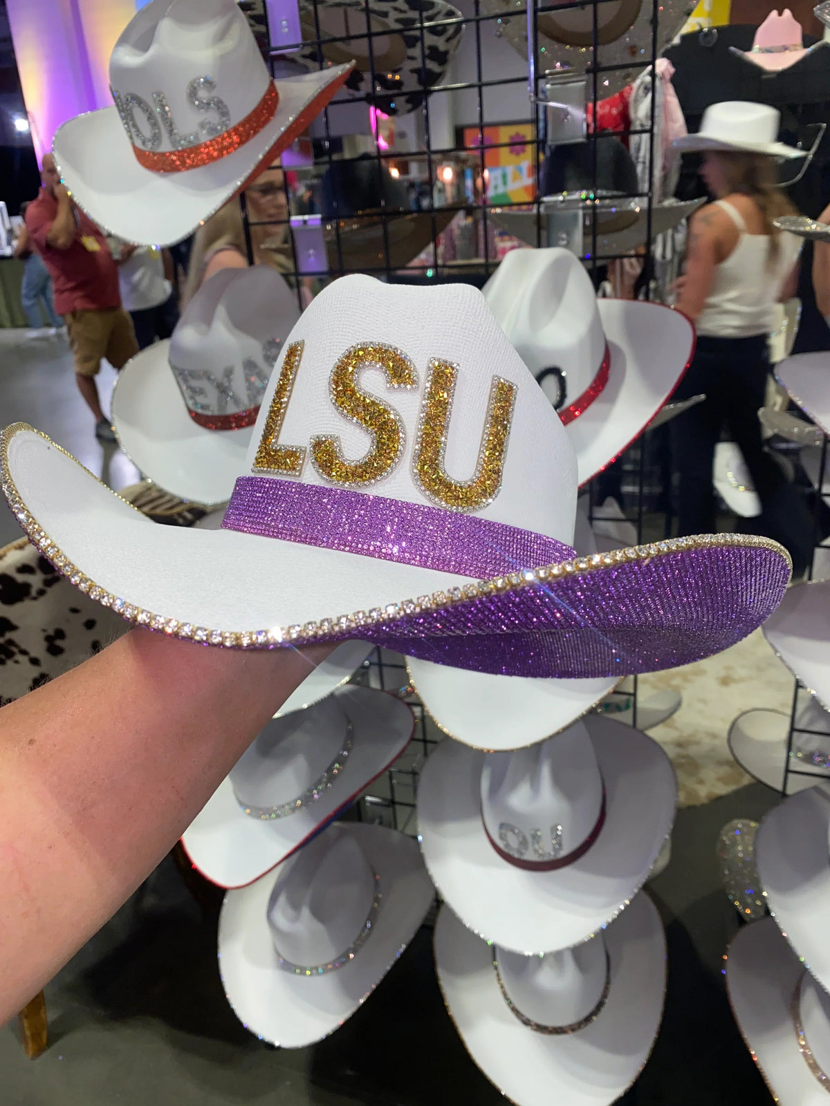 LSU Rhinestone Cowgirl Hat - back view | HT Animal Supply