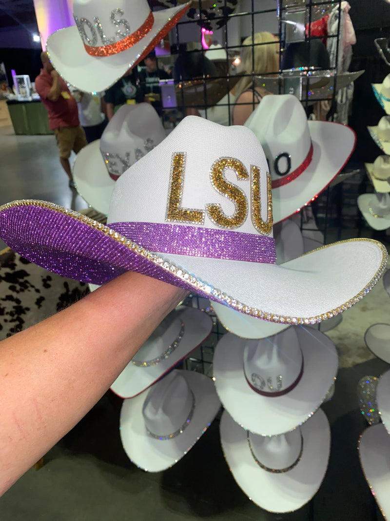 LSU Rhinestone Cowgirl Hat - front view | HT Animal Supply